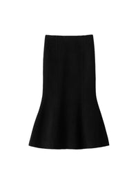 Jupe évasée tissée en laine - Noir