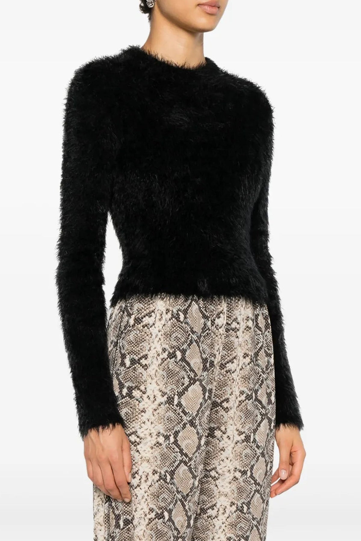 Pull ras du cou en maille puffy - Black