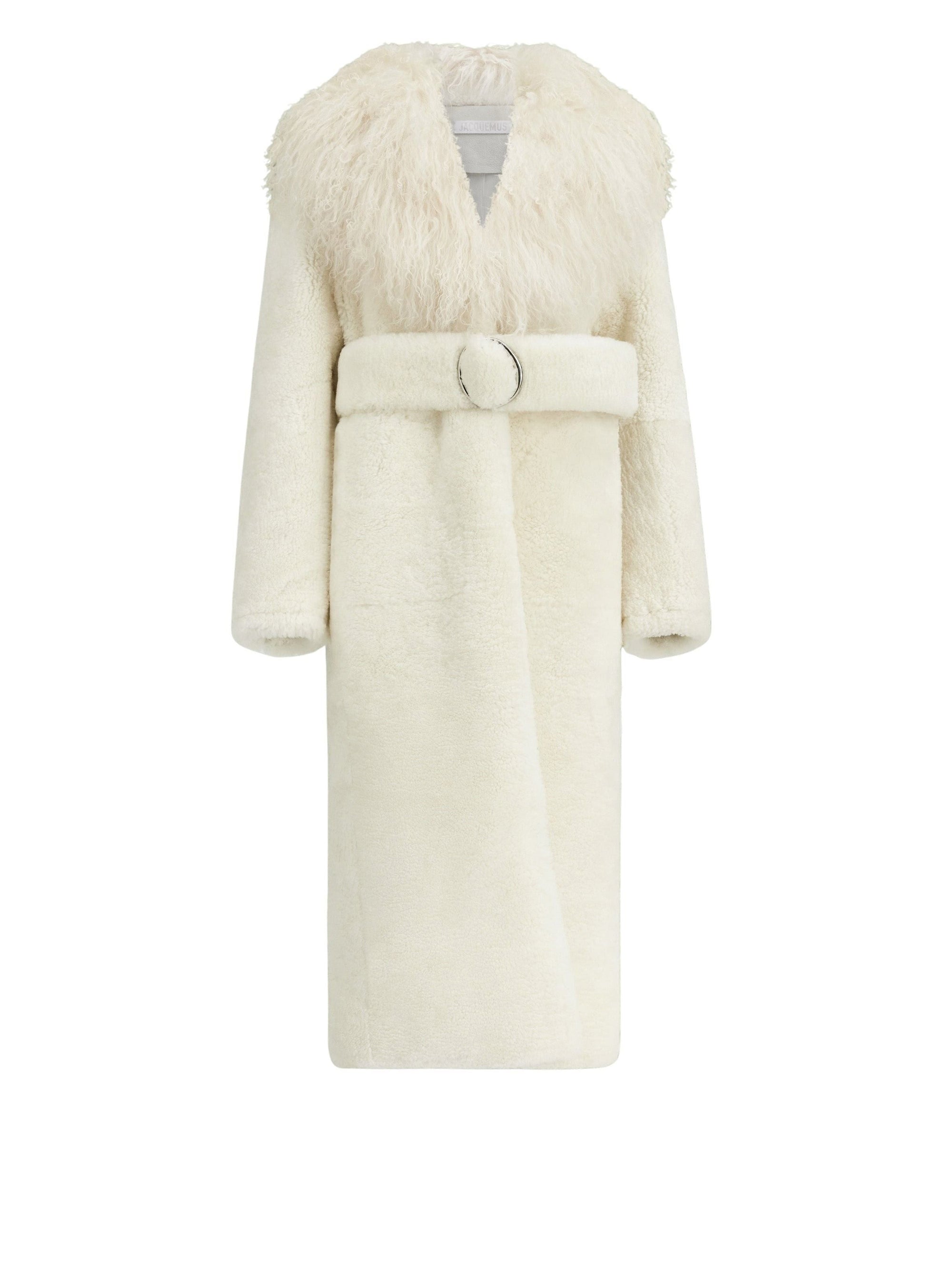 Manteau Long Pilou en cuir - Off-White