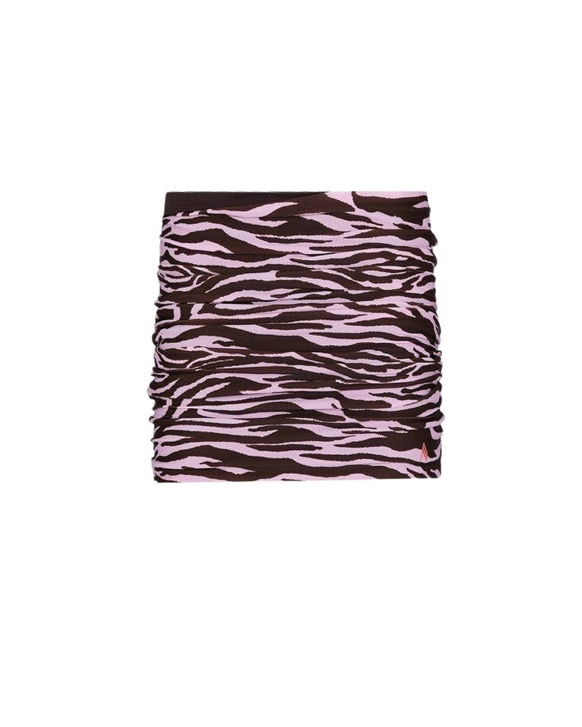 Mini jupe froncée en lycra imprimé - Coffee & Pink