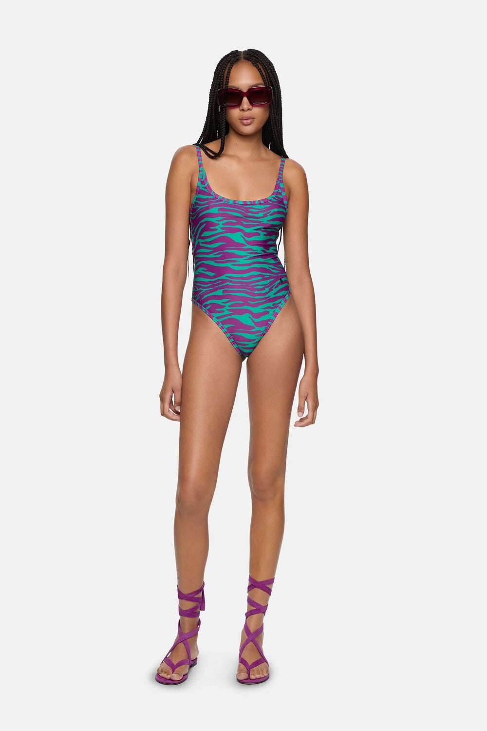 Swimsuit - Teal/bouganville