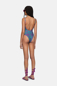 Swimsuit - Teal/bouganville