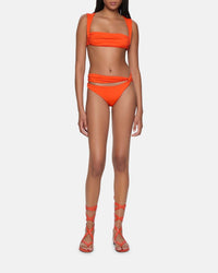 Bikini en lycra avec drapés - Orange
