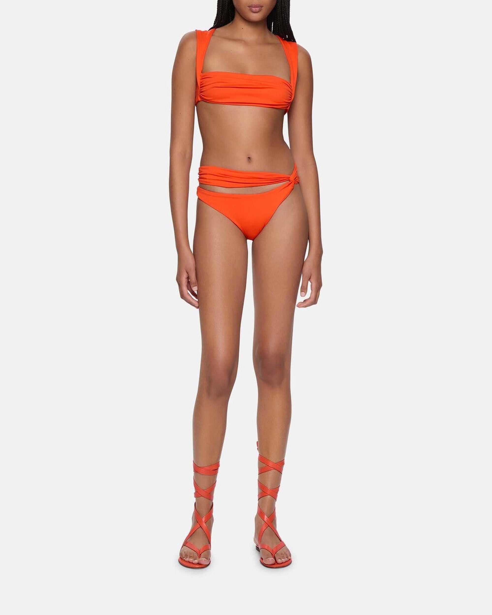Bikini en lycra avec drapés - Orange