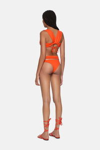 Bikini en lycra avec drapés - Orange
