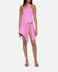 Mini jupe asymétrique en lycra - Hot Pink