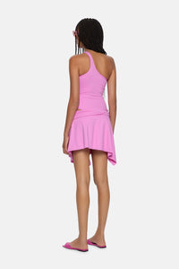 Mini jupe asymétrique en lycra - Hot Pink