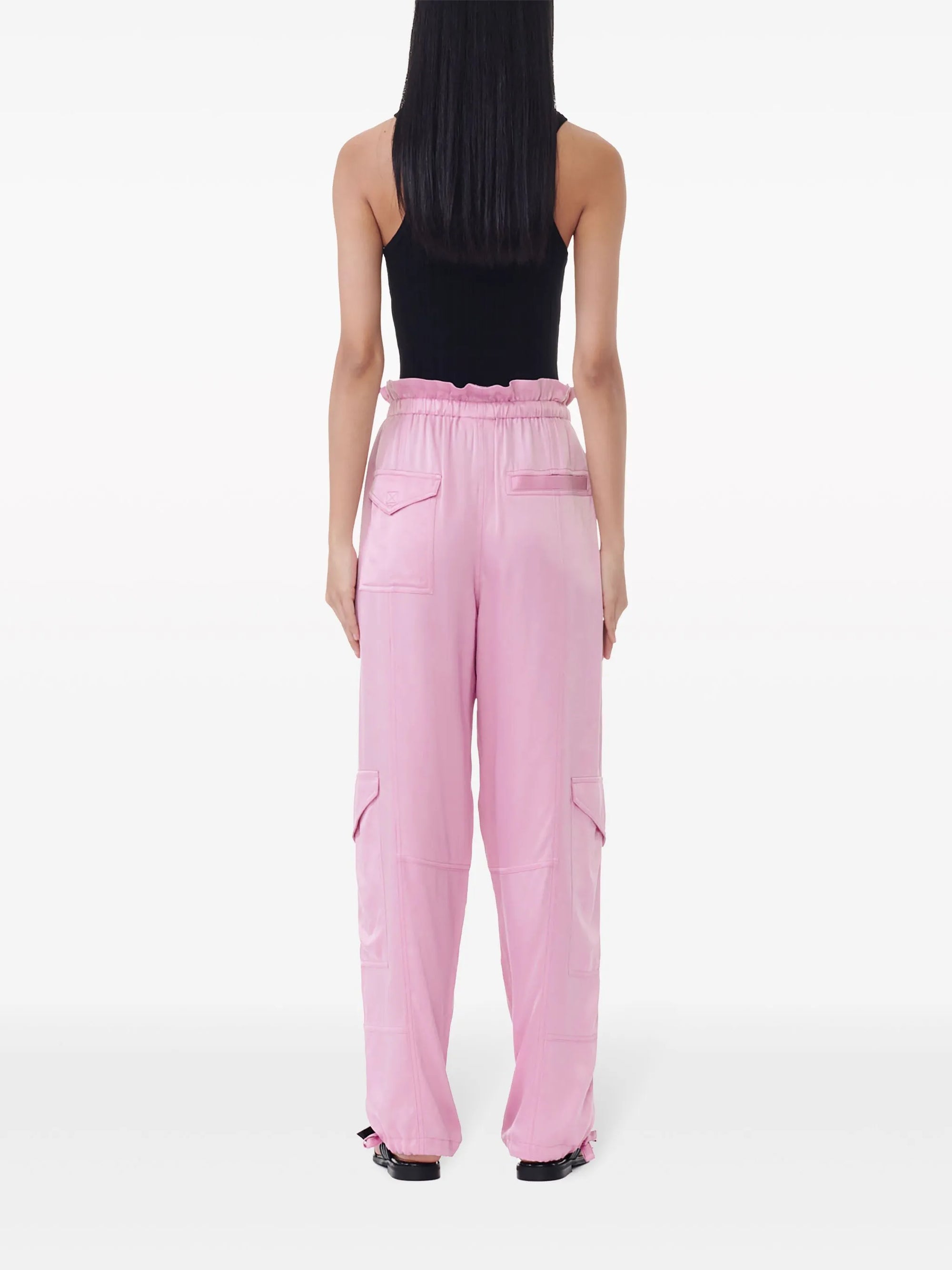 Pantalon à cordon de serrage en satin - Bleached Mauve