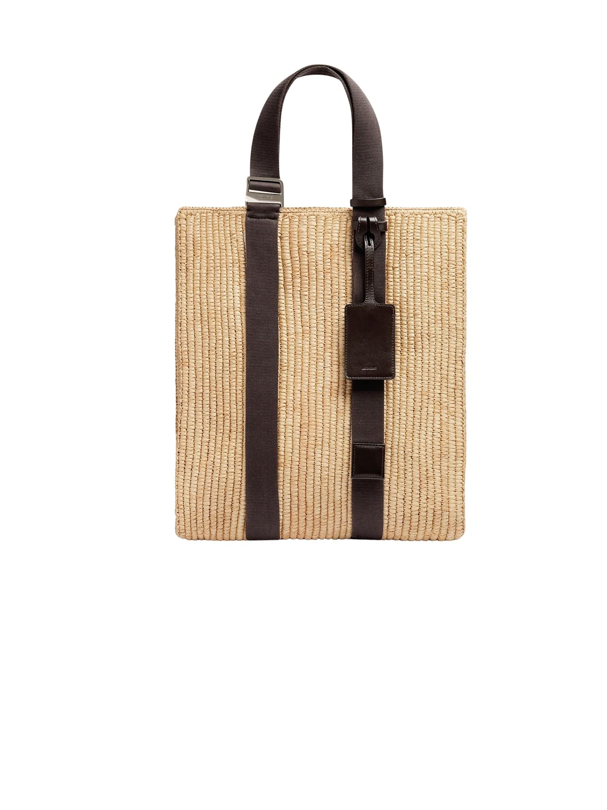 Sac Tote Panier en cuir et osier - Dark Brown