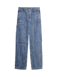 Pantalon De-Nimes Cargo en denim - Blue & Tabac