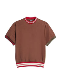 T-shirt Joga à bords côtes rayés dépareillés - Brown