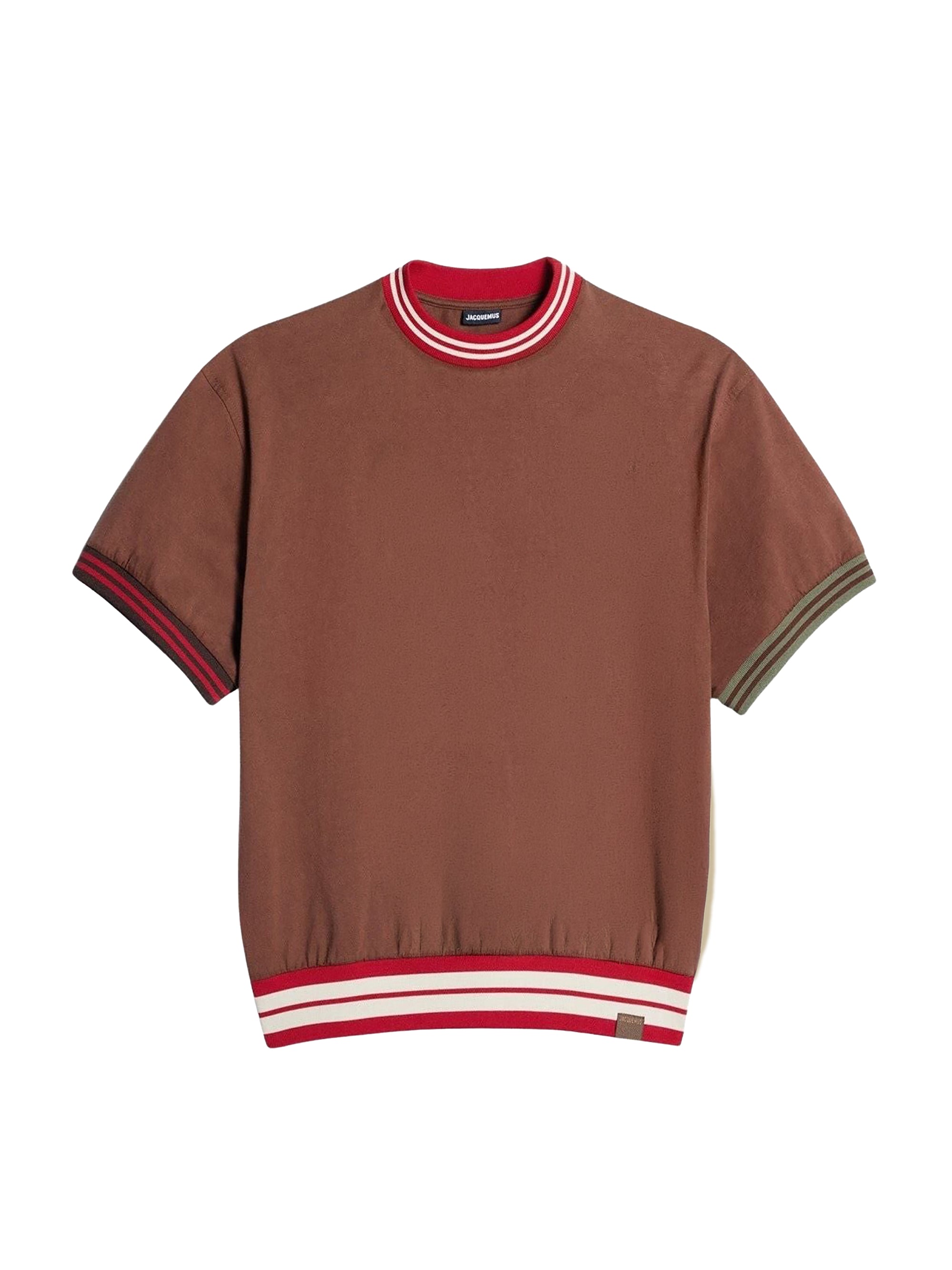 T-shirt Joga à bords côtes rayés dépareillés - Brown