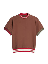T-shirt Joga à bords côtes rayés dépareillés - Brown