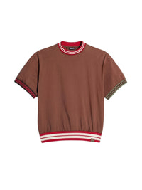 T-shirt Joga à bords côtes rayés dépareillés - Brown