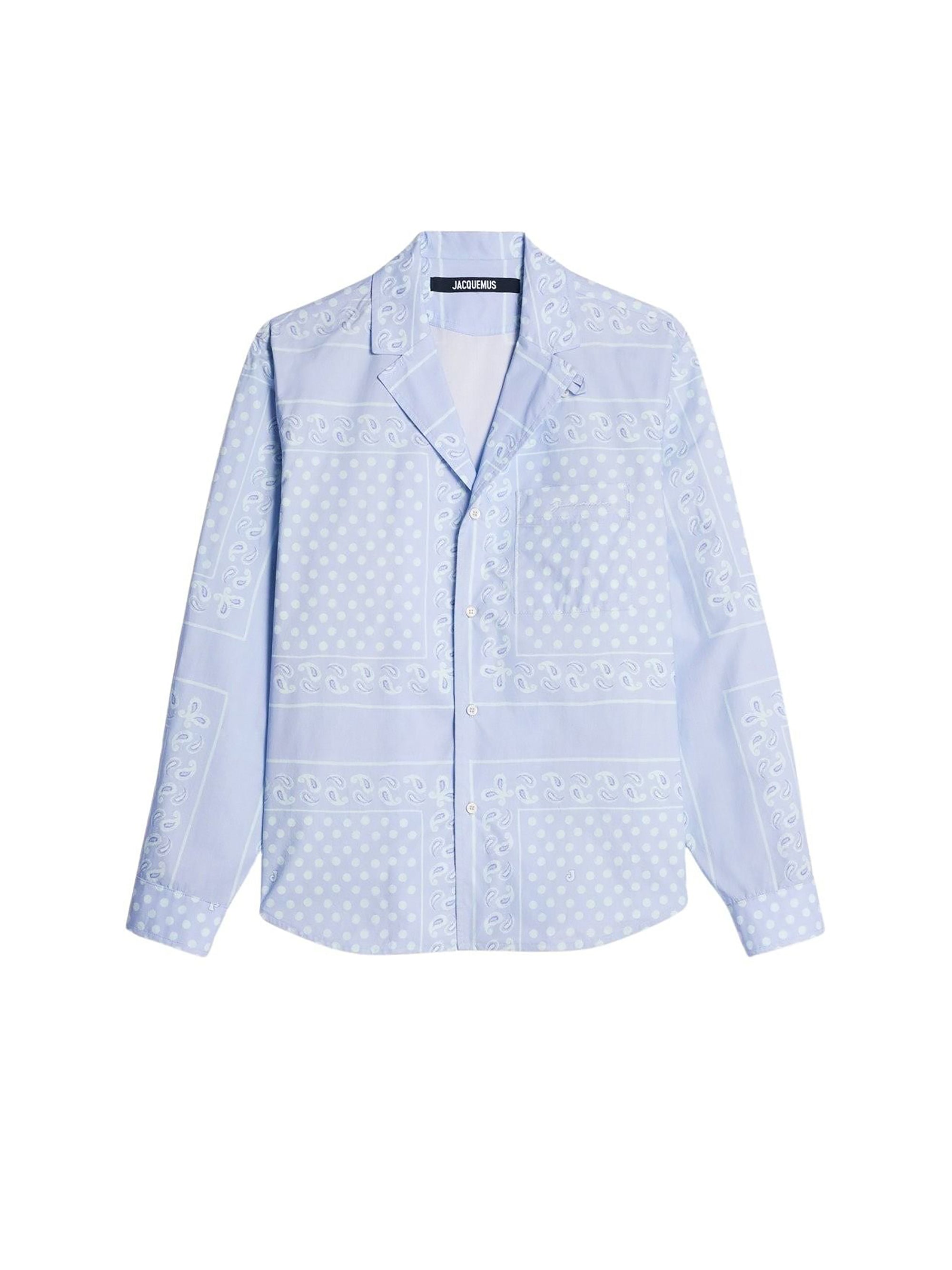 Chemise Luis bowling à manches longues - Print Blue Faded Paisley