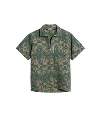 Chemise Banho zippée à manches courtes - Jacquard Khaki Flowers