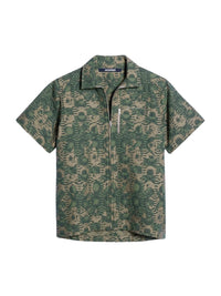 Chemise Banho zippée à manches courtes - Khaki Flowers