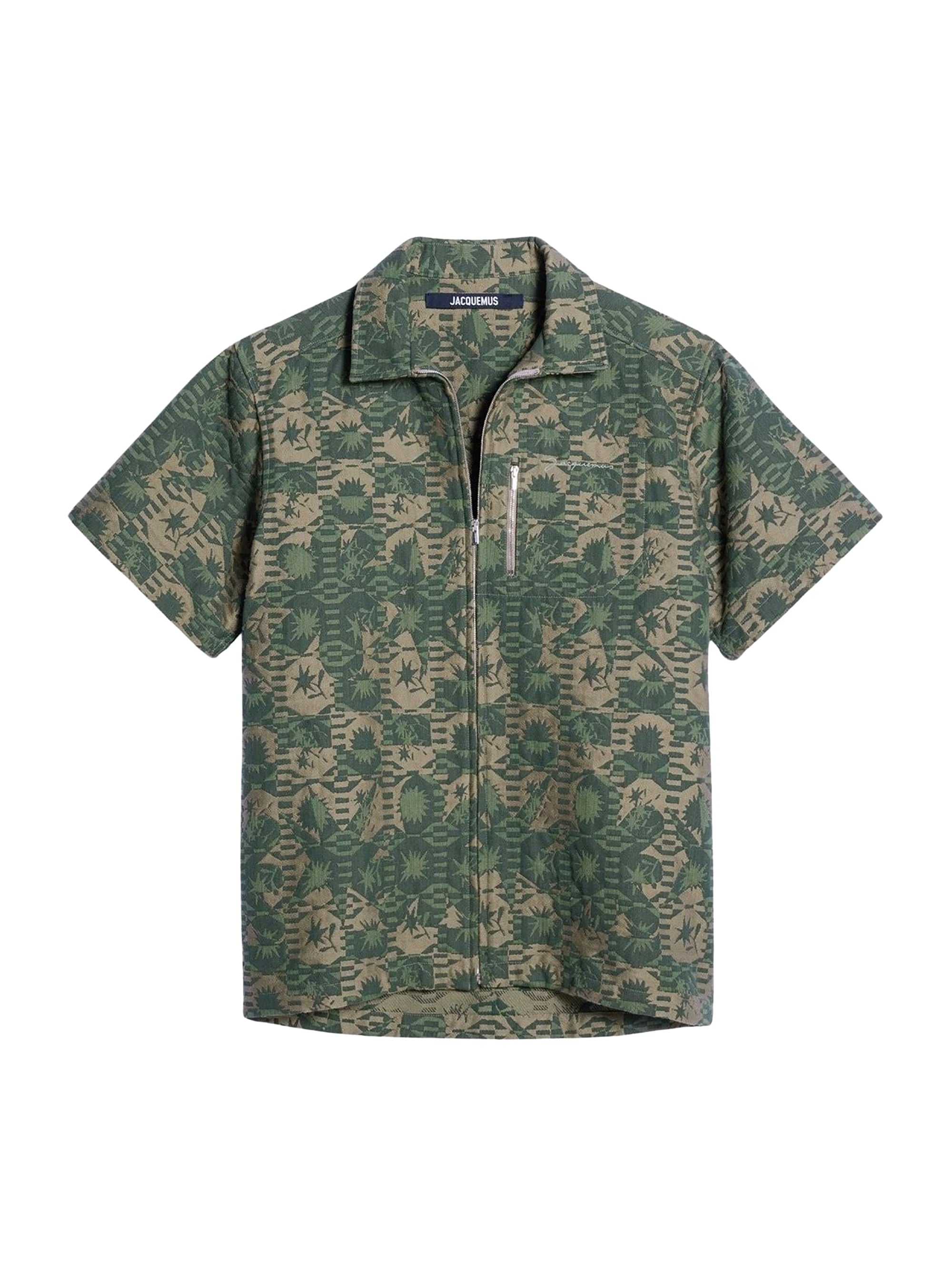 Chemise Banho zippée à manches courtes - Khaki Flowers