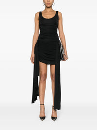 BLACK // black draped jersey dress