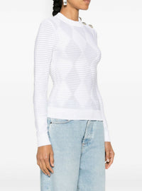 Knit top with 3 buttons - White