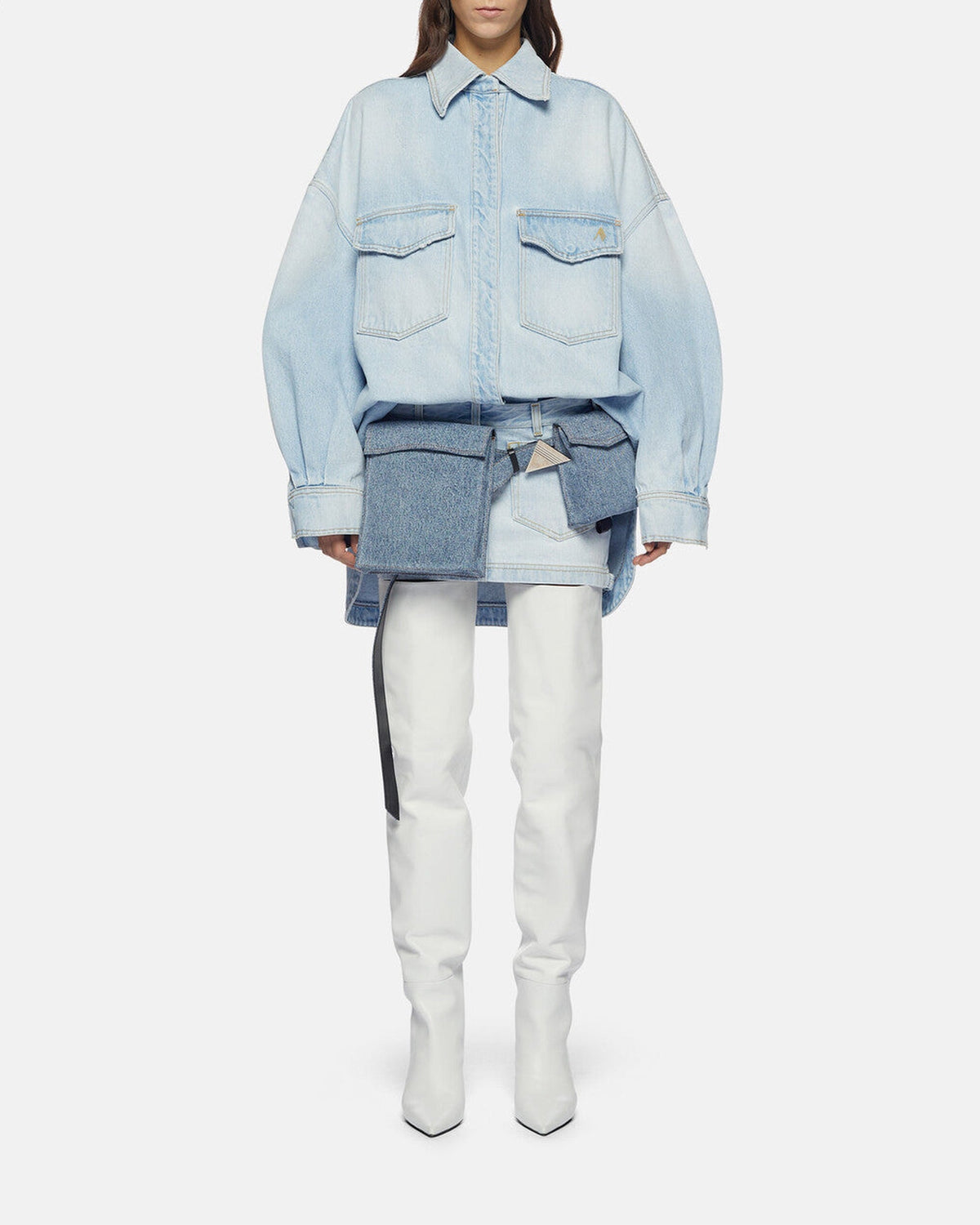Chemise oversize manches longues en denim - Sky Blue