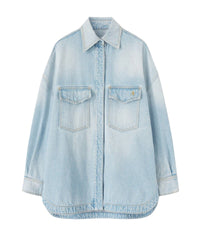 Chemise oversize manches longues en denim - Sky Blue