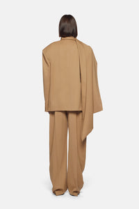 Blazer oversize Axel à nœud drapé en laine - Camel