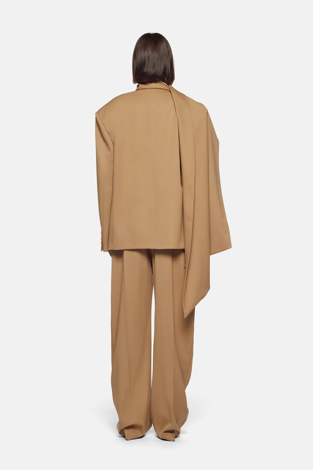 Blazer oversize Axel à nœud drapé en laine - Camel