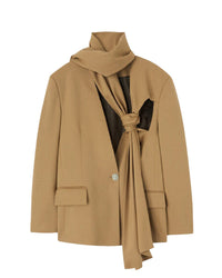 Blazer oversize Axel à nœud drapé en laine - Camel