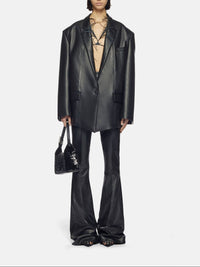 Pantalon long évasé Piaf en cuir - Dark Brown