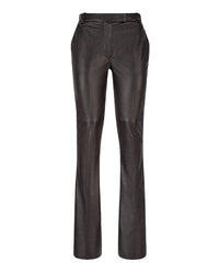 Pantalon long évasé Piaf en cuir - Dark Brown