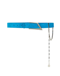 Ceinture en cuir avec boucle à logo - Turquoise
