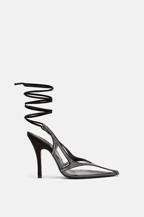 Venus Chrome slingback 105mm - Silver/black