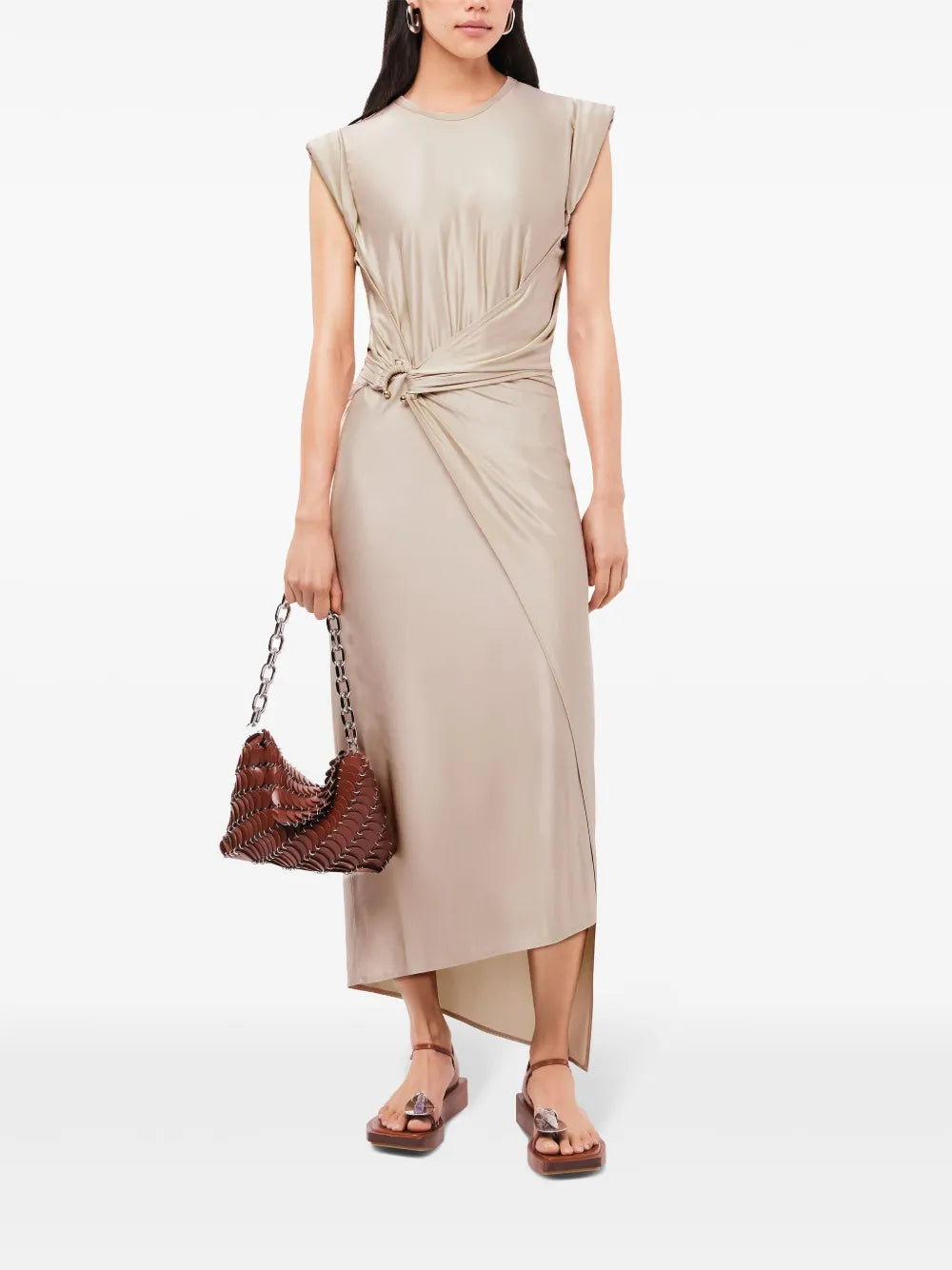 Draped dress with signature piercing - Nude