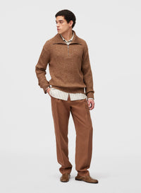 CLAY REVERSED PLEATS PANTS WITH EMBROIDERY (NR)