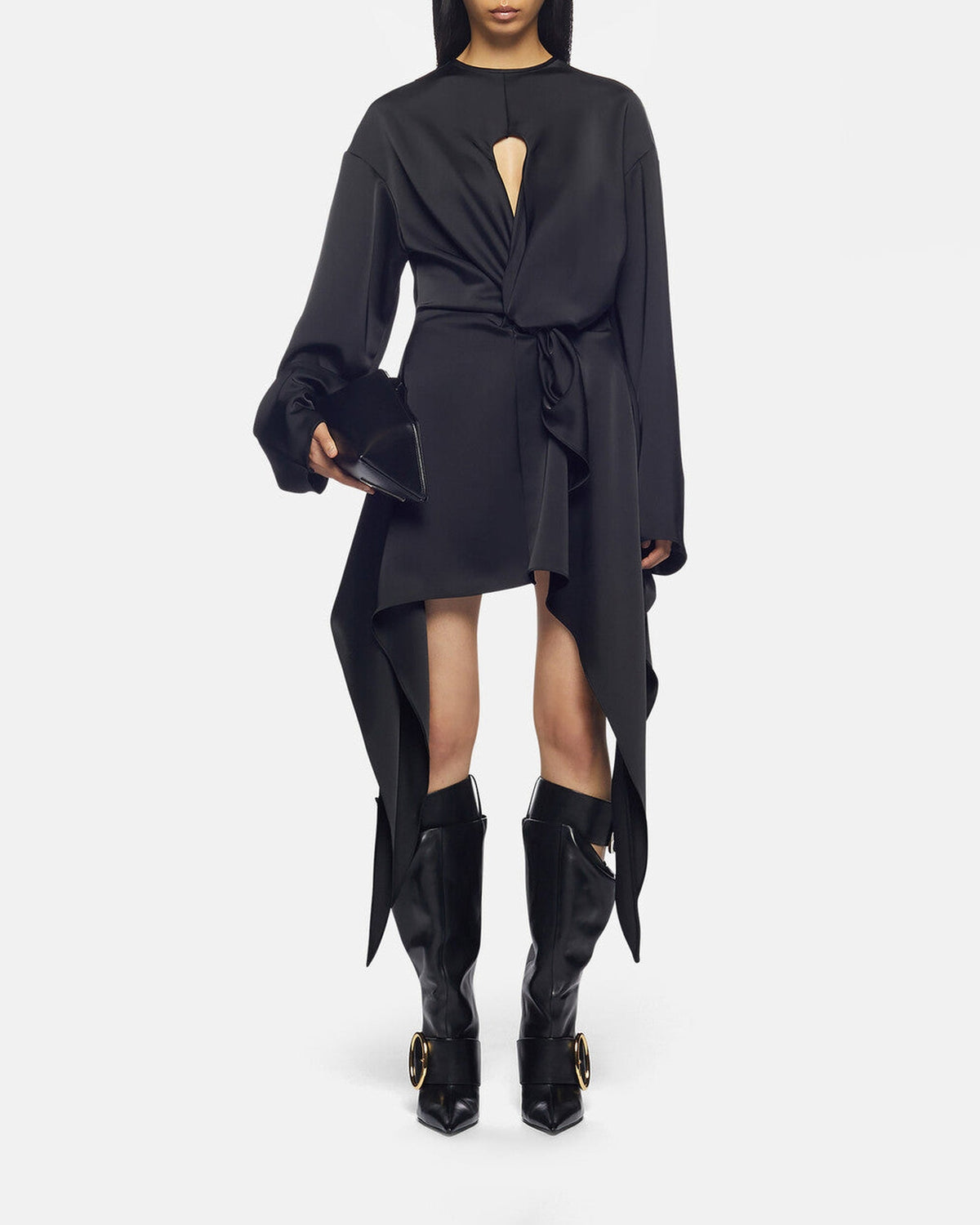 Mini robe Louie en double satin - Black