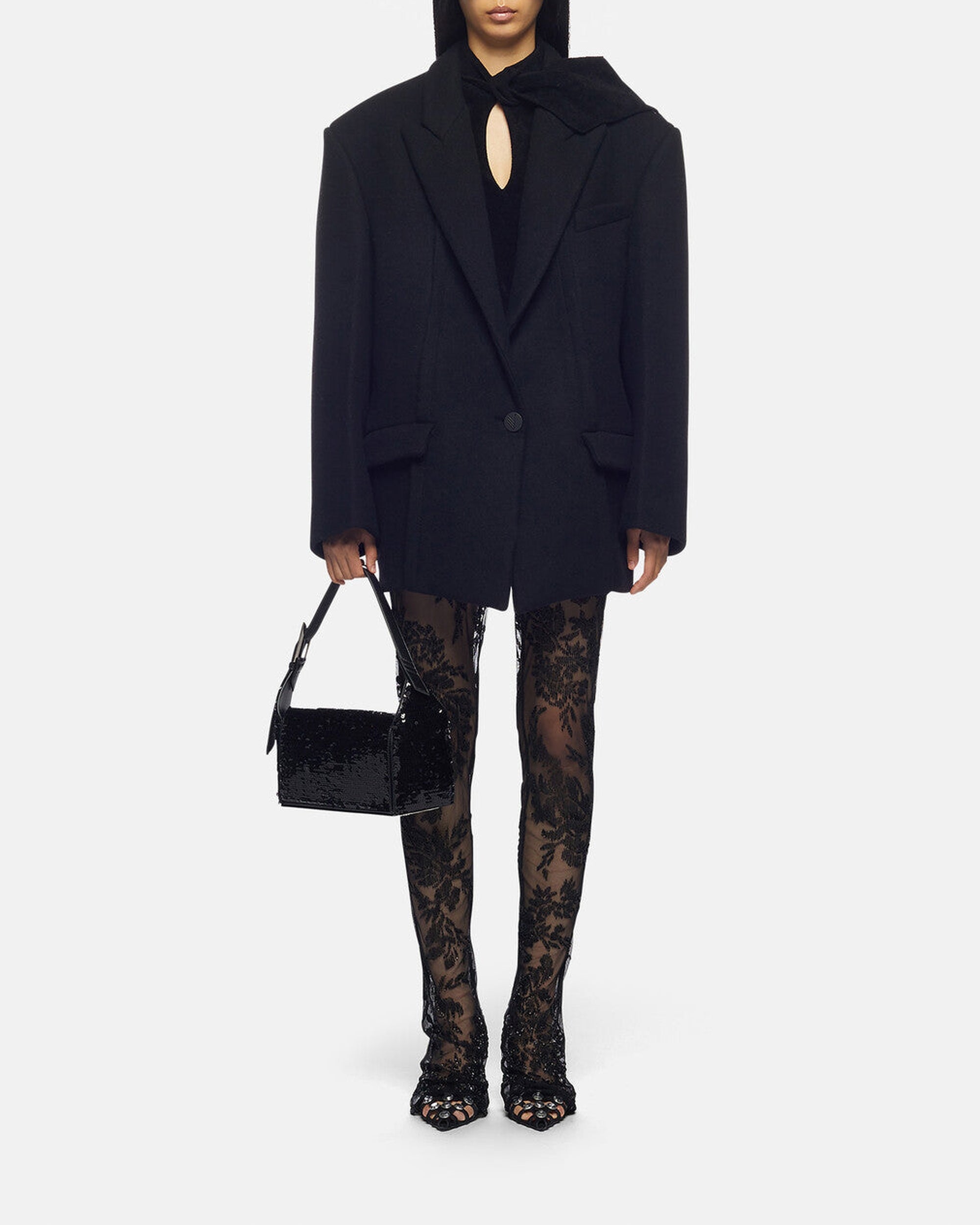 Pull Catlin en chenille avec col à nœud - Black