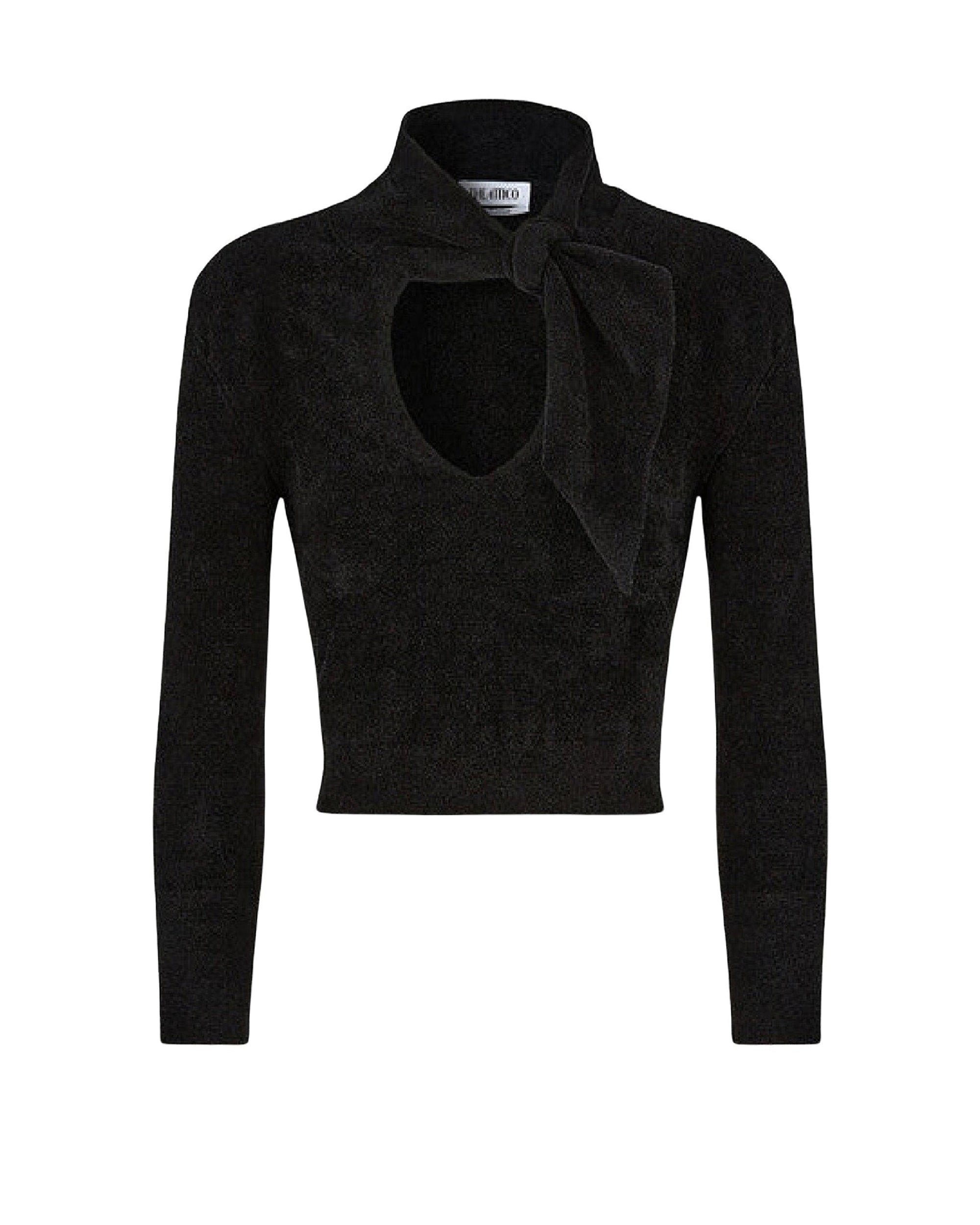 Pull Catlin en chenille avec col à nœud - Black