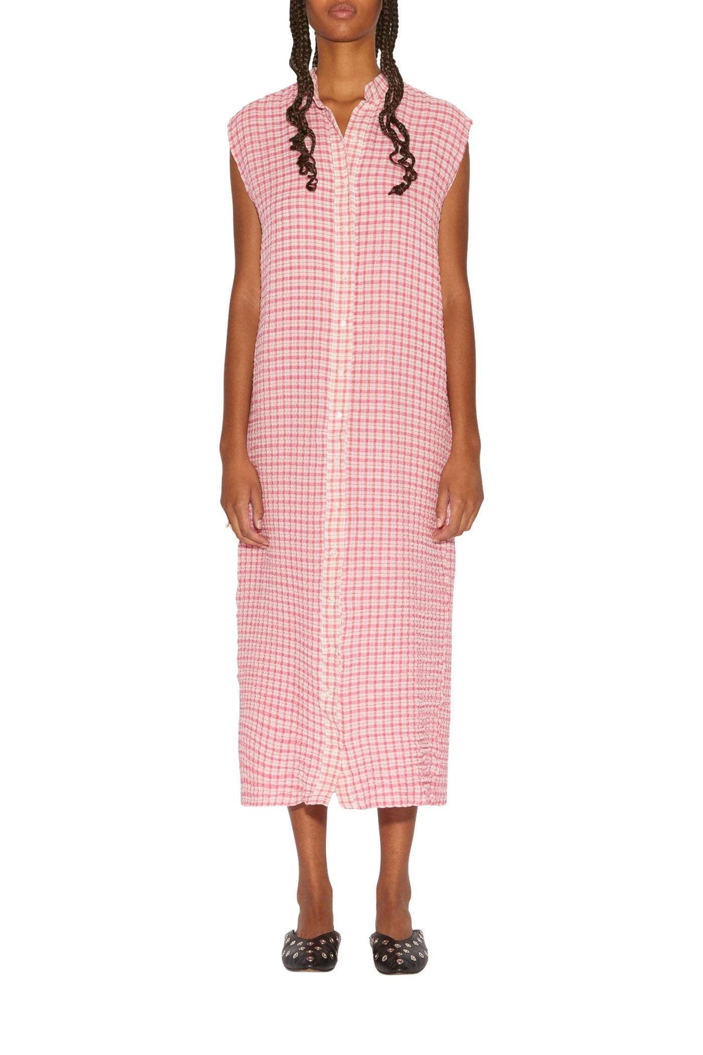 Robe longue Lucas en seersucker - Pink