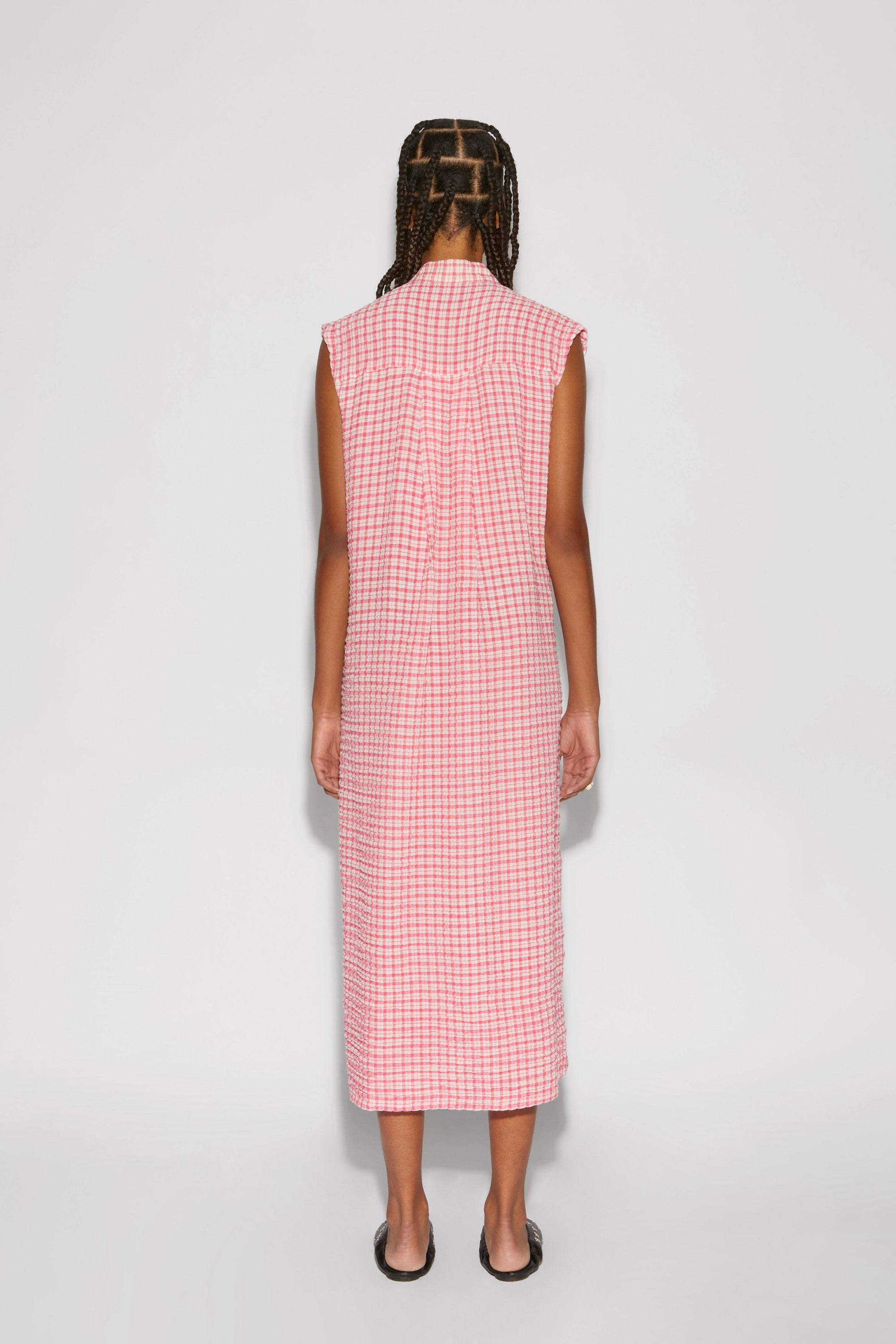 Robe longue Lucas en seersucker - Pink