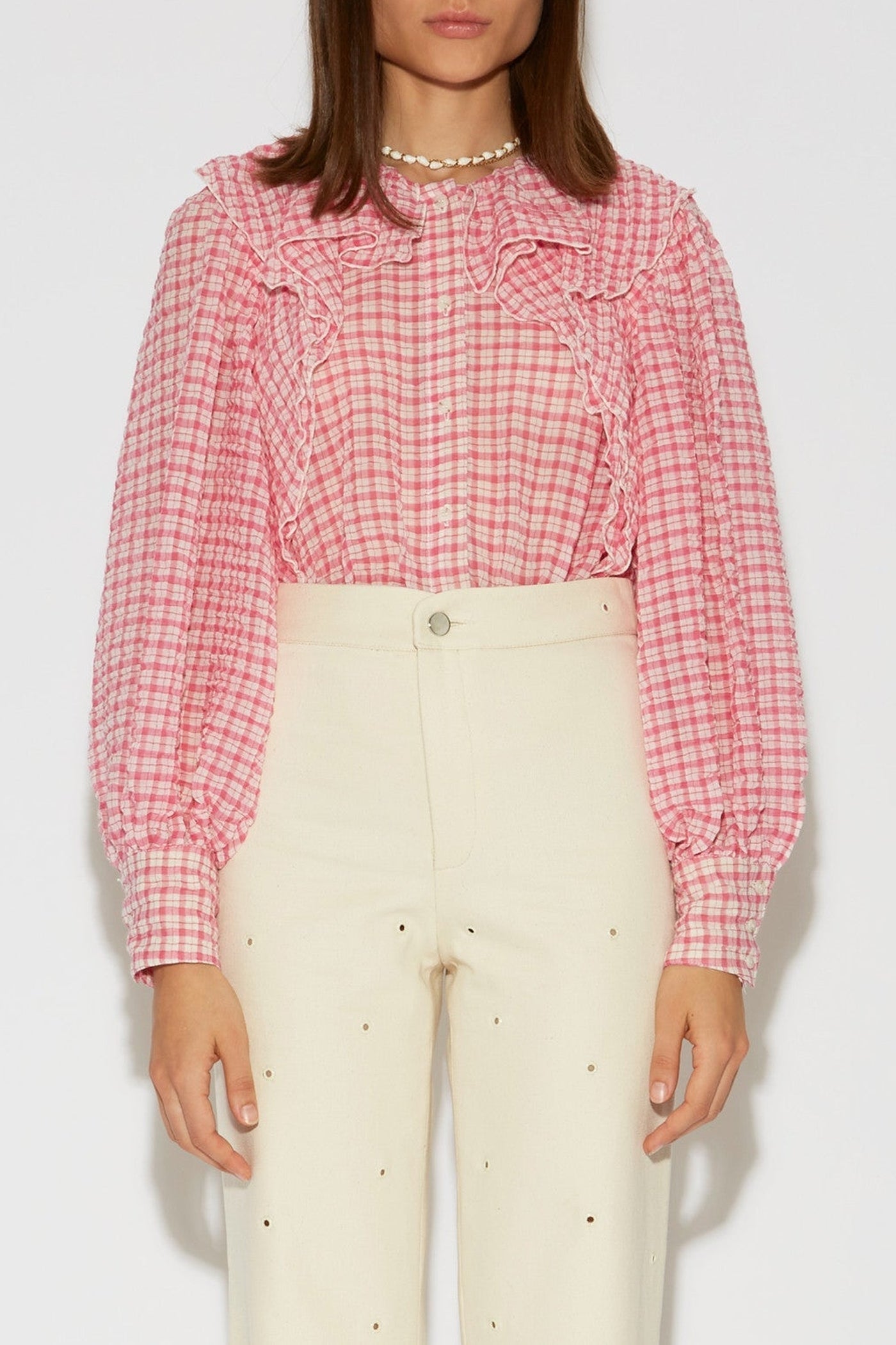 Blouse Song en seersucker - Pink