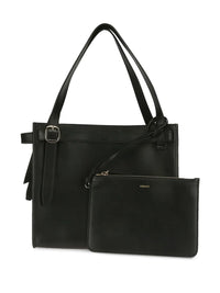 Medium Belt leather tote bag - Black