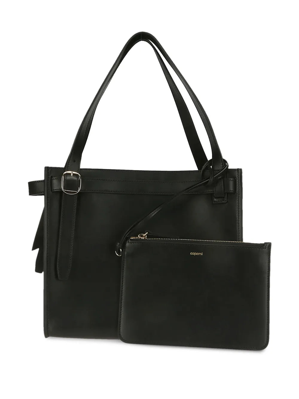 Medium Belt leather tote bag - Black