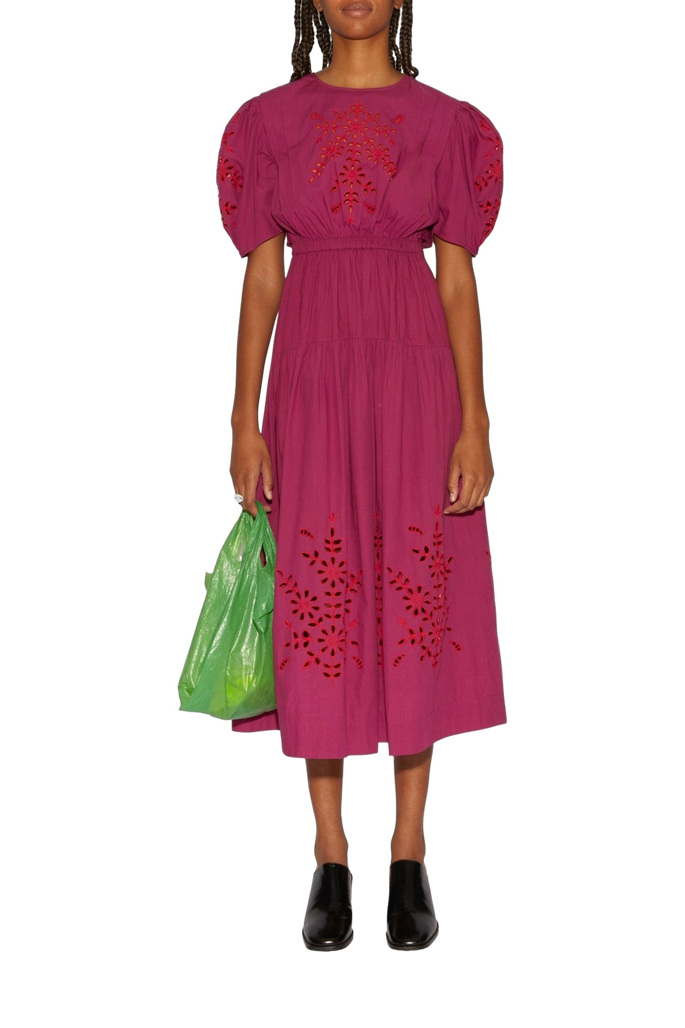 Robe midi Kay Smile en coton - Bougainvillier