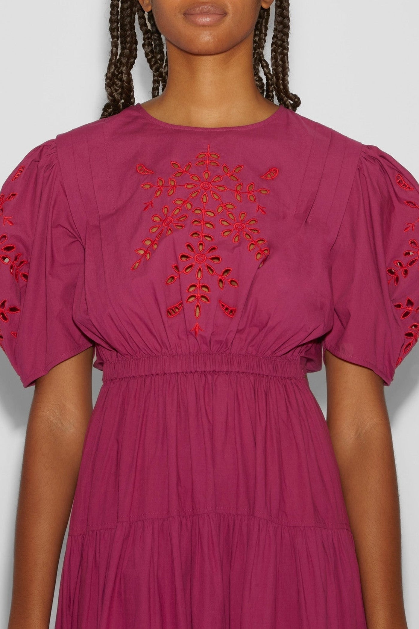 Robe midi Kay Smile en coton - Bougainvillier