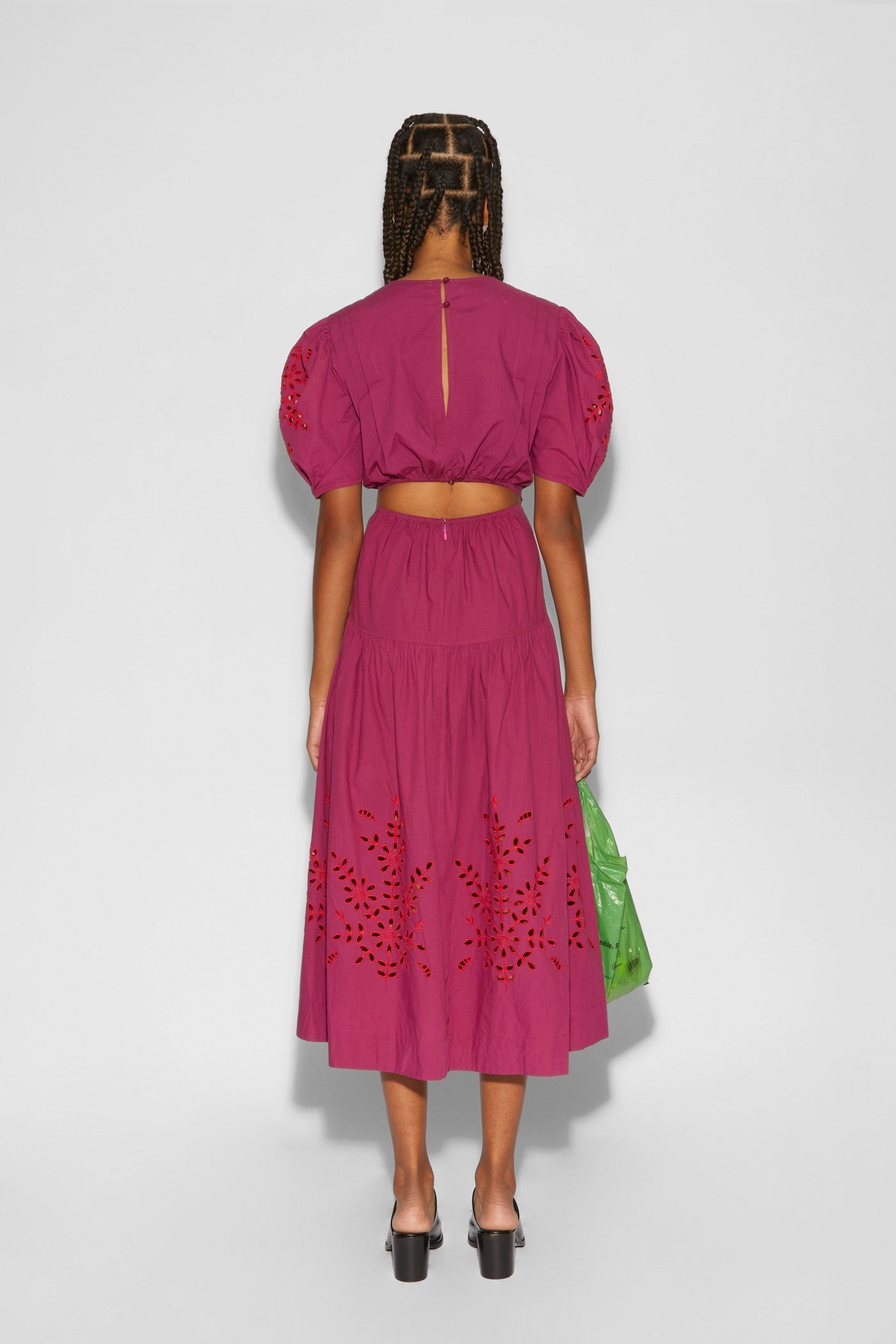 Robe midi Kay Smile en coton - Bougainvillier