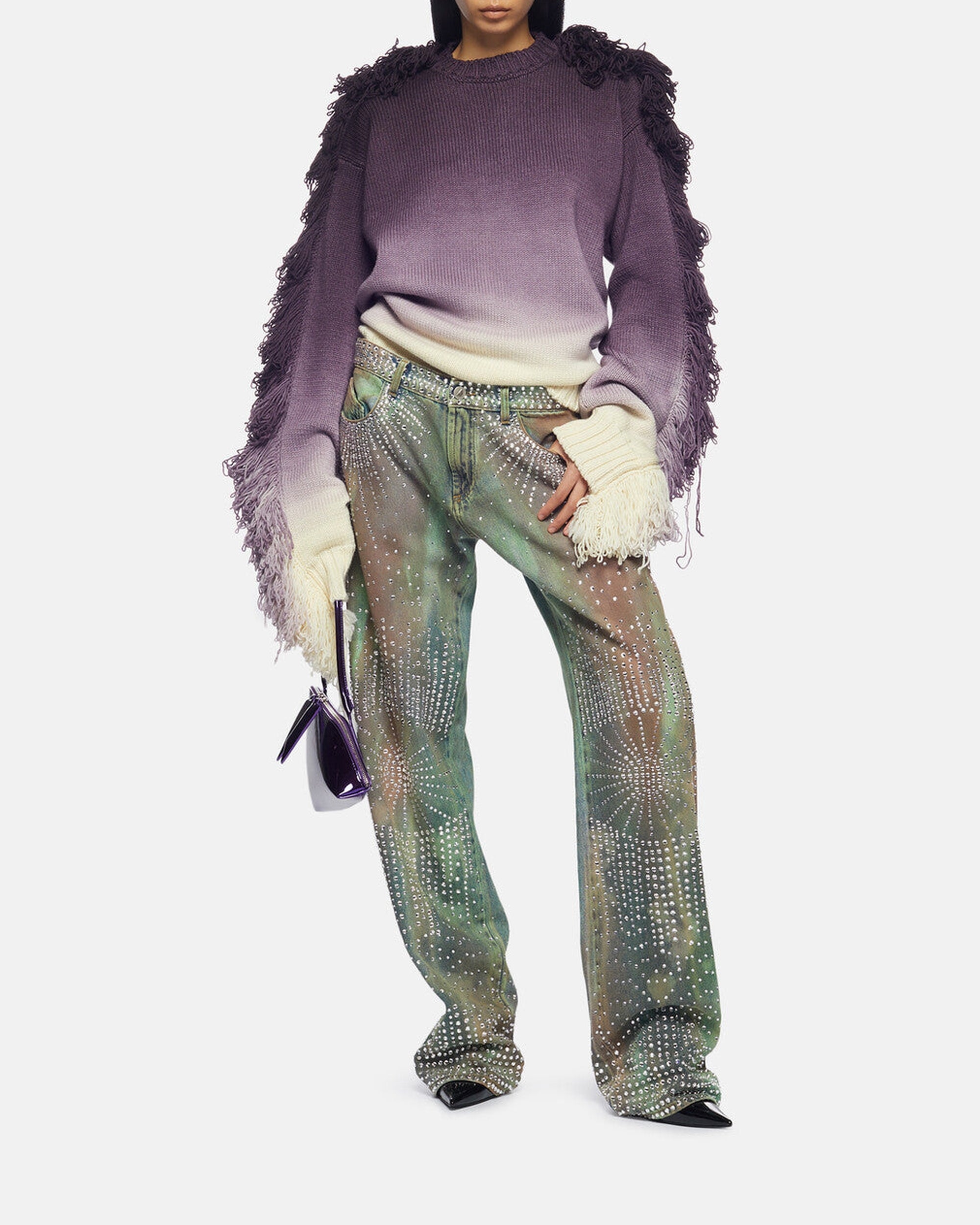 Pull oversize Rundie à franges - Purple Multishades