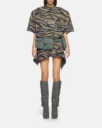 Mini jupe portefeuille asymétrique en jersey imprimé - Military & Light Brown