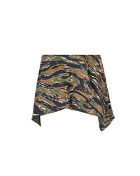 Mini jupe portefeuille asymétrique en jersey imprimé - Military & Light Brown
