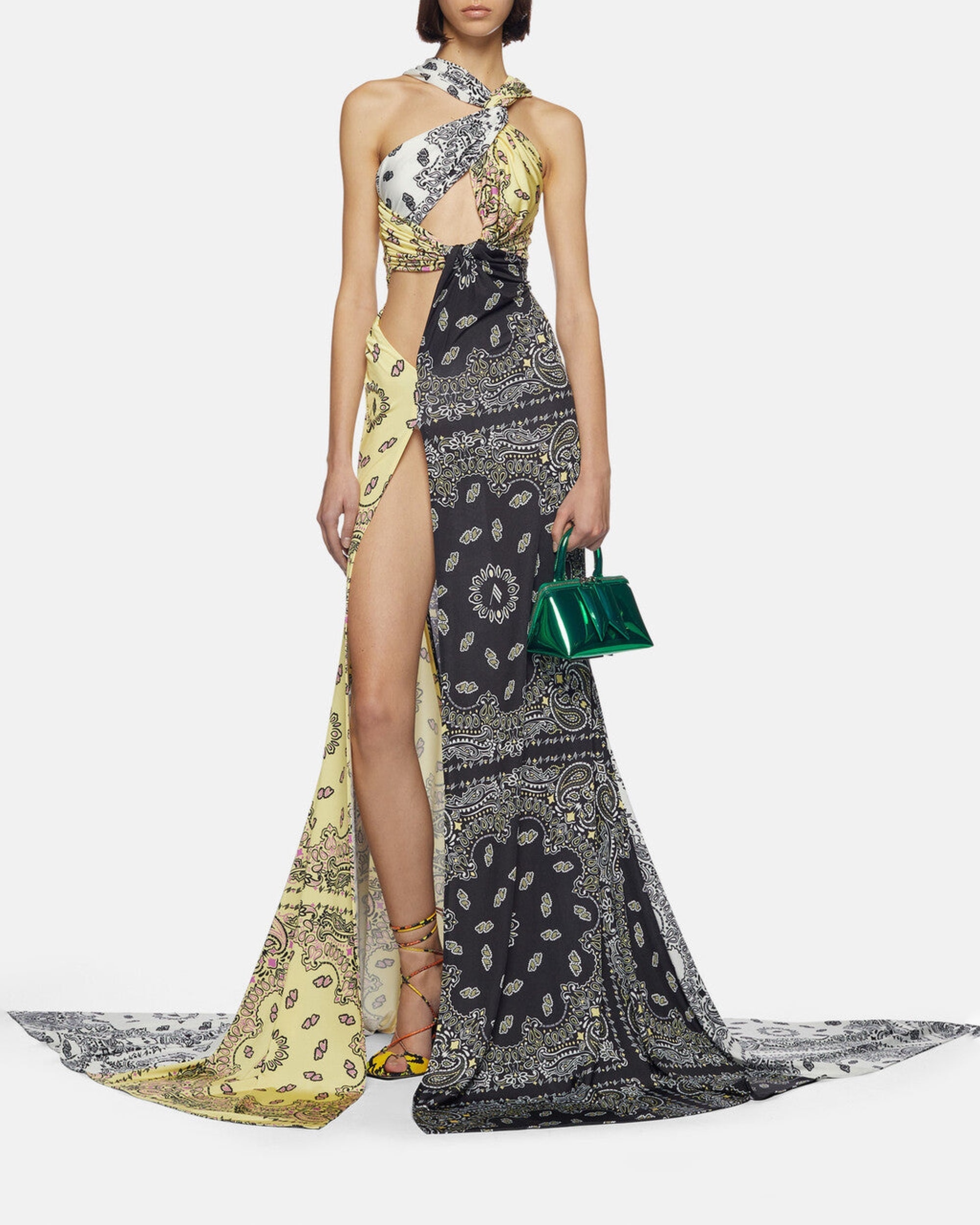 Robe longue drapée asymétrique Dara - Multicolor